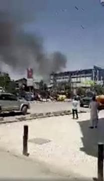 Smoke is seen near a building after a blast in Kabul on Wednesday. (Reuters) Smoke is seen near a building after a blast in Kabul on Wednesday. (Reuters)