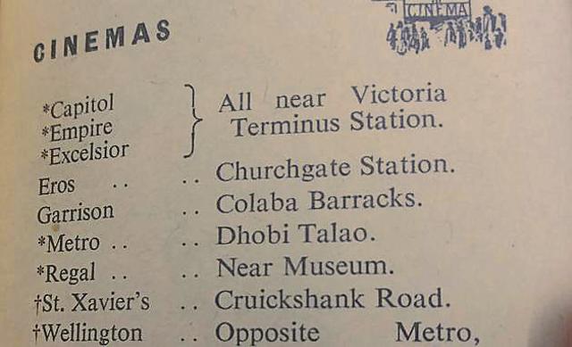 A list of movie theatres in Mumbai in one of the guidebooks. (Anshuman Poyrekar/HT) A list of movie theatres in Mumbai in one of the guidebooks. (Anshuman Poyrekar/HT)