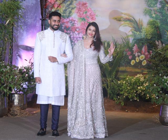 Abhishek Bachchan along with his wife Aishwarya Rai Bachchan at the wedding reception of actress Sonam Kapoor and businessman Anand Ahuja in Mumbai on May 8 (IANS) Abhishek Bachchan along with his wife Aishwarya Rai Bachchan at the wedding reception of actress Sonam Kapoor and businessman Anand Ahuja in Mumbai on May 8 (IANS)
