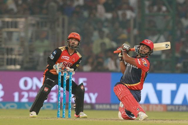 Rishabh Pant of DD plays a shot during an Indian Premier League 2018 match against Sunrisers Hyderabad. (BCCI)