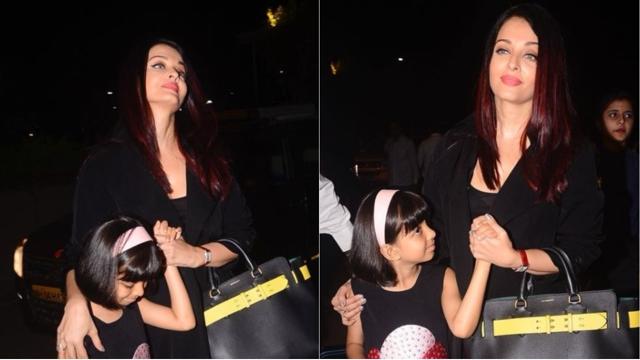 Bollywood: In Pics: Aishwarya Rai leaves for Delhi with daughter Aaradhya  to meet French President