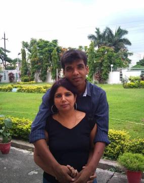 Geeta Rani Verma with son Anshul Singh.