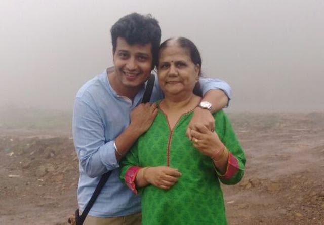 Ashutosh from Marathi serial Lek Majhi Ladki with mom Suniti Kulkarni