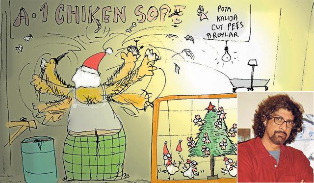 Gautam Benegal and his cartoon series. Gautam Benegal and his cartoon series.