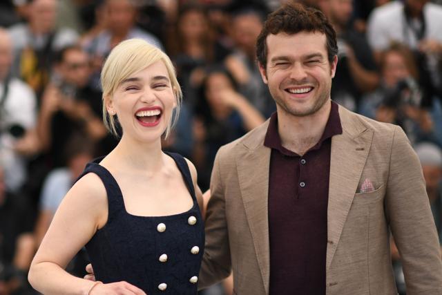British actor Emilia Clarke (L) and US actor Alden Ehrenreich pose on May 15, 2018 during a photocall for the film Solo : A Star Wars Story at the 71st edition of the Cannes Film Festival. (AFP) British actor Emilia Clarke (L) and US actor Alden Ehrenreich pose on May 15, 2018 during a photocall for the film Solo : A Star Wars Story at the 71st edition of the Cannes Film Festival. (AFP)