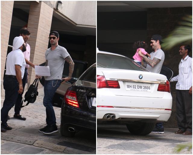 Sunny Leone’s husband Daniel Weber with his daughter Nisha in Mumbai. (Viral Bhayani) Sunny Leone’s husband Daniel Weber with his daughter Nisha in Mumbai. (Viral Bhayani)