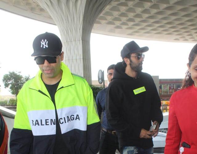 Karan Johar and Ranbir Kapoor at the Mumbai airport. (Viral Bhayani) Karan Johar and Ranbir Kapoor at the Mumbai airport. (Viral Bhayani)