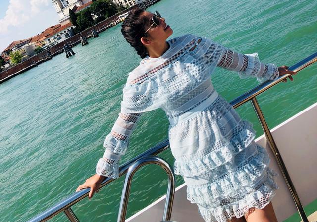 Sonalee poses on a boat during her recent vacation to Europe Sonalee poses on a boat during her recent vacation to Europe
