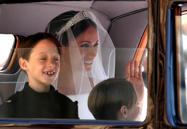 Meghan Markle arrives at St George's Chapel at Windsor Castle for her wedding to Prince Harry in Windsor. (REUTERS) Meghan Markle arrives at St George's Chapel at Windsor Castle for her wedding to Prince Harry in Windsor. (REUTERS)