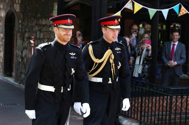 Prince Harry walks with his best man, the Duke of Cambridge, as he arrives at St Georges Chapel at Windsor Castle for his wedding to Meghan Markle in Windsor. (REUTERS) Prince Harry walks with his best man, the Duke of Cambridge, as he arrives at St Georges Chapel at Windsor Castle for his wedding to Meghan Markle in Windsor. (REUTERS)