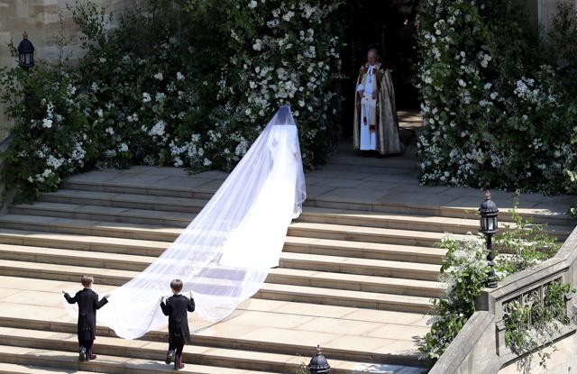 Meghan Markle arrives at St George's Chapel at Windsor Castle for her wedding to Prince Harry in Windsor, Britain, May 19, 2018. (REUTERS) Meghan Markle arrives at St George's Chapel at Windsor Castle for her wedding to Prince Harry in Windsor, Britain, May 19, 2018. (REUTERS)