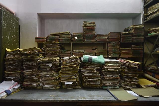 Files at the records room in UP Sunni Central Waqf Board’s office in Lucknow. (Anushree Fadnavis/Hindustan Times) Files at the records room in UP Sunni Central Waqf Board’s office in Lucknow. (Anushree Fadnavis/Hindustan Times)