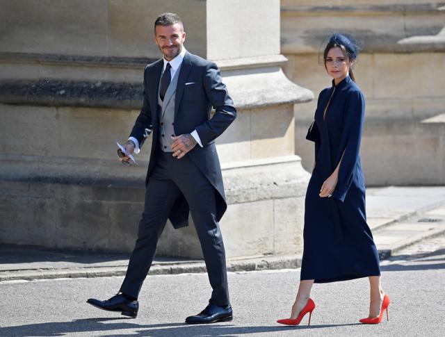 David and Victoria Beckham arrive to the wedding of Britains Prince Harry to Meghan Markle in Windsor. (REUTERS) David and Victoria Beckham arrive to the wedding of Britains Prince Harry to Meghan Markle in Windsor. (REUTERS)