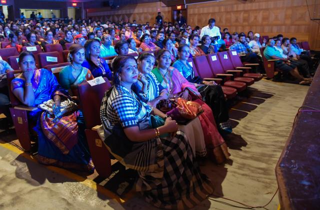 The transwomen who attended the felicitation event at Balgandharva Rang Mandir in Pune on Sunday. (SANKET WANKHADE/HT) The transwomen who attended the felicitation event at Balgandharva Rang Mandir in Pune on Sunday. (SANKET WANKHADE/HT)