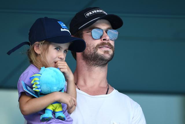 Actor Chris Hemsworth and daughter India Rose Hemsworth (Quinn Rooney/Getty Images)