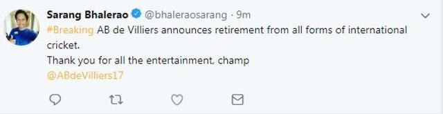 Fans paid tribute to AB de Villiers following his retirement. (Twitter)