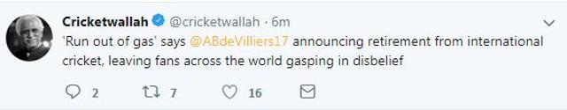 Some cricket enthusiasts expressed disbelief at the retirement of AB de Villiers. (Twitter)