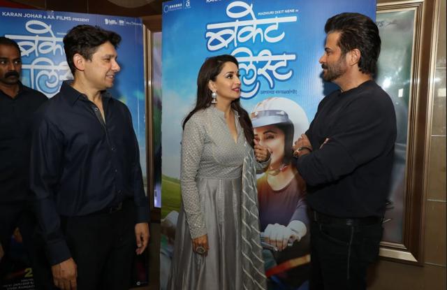 Anil Kapoor and Madhuri Dixit snapped during a serious conversation.