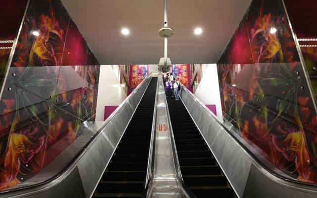 The escalator at the Janakpuri West Metro station on the Magenta Line is as high as a five-storey building — making it the steepest escalator in the country. (Vipin Kumar/HT photo)