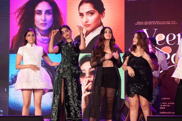 Swara Bhasker, Sonam Kapoor Ahuja, Kareena Kapoor Khan and Shikha Talsania at the music launch of their upcoming film Veere Di Wedding in Mumbai. (IANS) Swara Bhasker, Sonam Kapoor Ahuja, Kareena Kapoor Khan and Shikha Talsania at the music launch of their upcoming film Veere Di Wedding in Mumbai. (IANS)