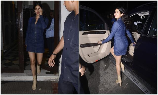 Janhvi Kapoor aces the denim dress. (Viral Bhayani)