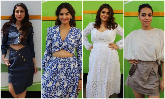 The Veere girls Kareena Kapoor Khan, Sonam Kapoor, Shikha Talsania and Swara Bhaskar. (Viral Bhayani)