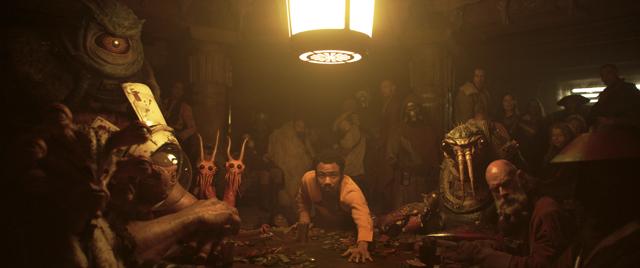 This image released by Lucasfilm shows Donald Glover as Lando Calrissian, center, in a scene from Solo: A Star Wars Story. (AP) This image released by Lucasfilm shows Donald Glover as Lando Calrissian, center, in a scene from Solo: A Star Wars Story. (AP)