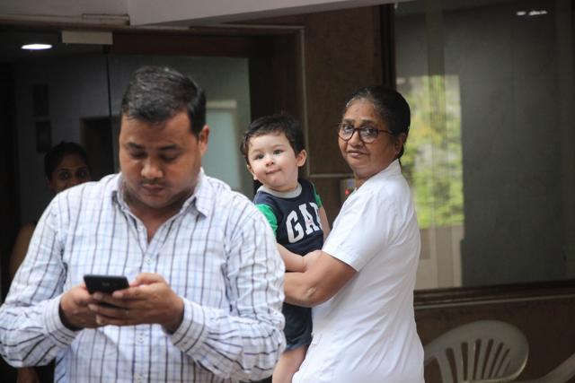 Taimur Ali Khan photographed with his nanny in Mumbai. (Viral Bhayani) Taimur Ali Khan photographed with his nanny in Mumbai. (Viral Bhayani)