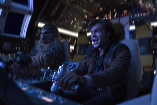 In this image released by Lucasfilm, Alden Ehrenreich, right, and Joonas Suotamo appear in a scene from Solo: A Star Wars Story. (AP) In this image released by Lucasfilm, Alden Ehrenreich, right, and Joonas Suotamo appear in a scene from Solo: A Star Wars Story. (AP)