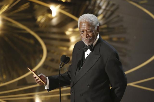 Morgan Freeman presents during the 88th Academy Awards ceremony at Dolby Theatre in Los Angeles. (NYT) Morgan Freeman presents during the 88th Academy Awards ceremony at Dolby Theatre in Los Angeles. (NYT)