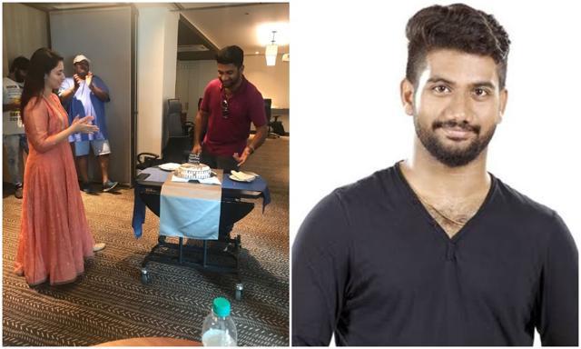 Prashant being welcomed by Tamannaah Bhatia and Queen’s Telugu remake team.