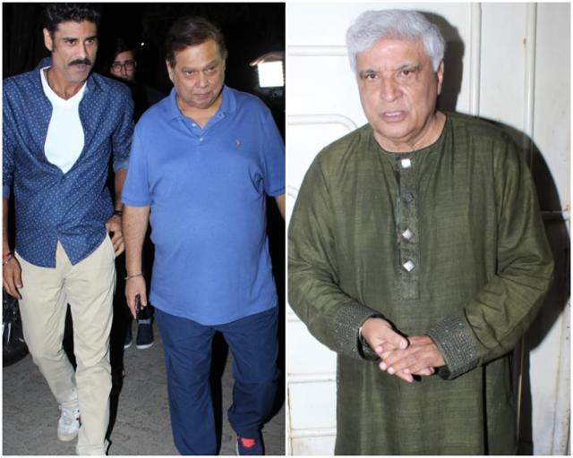 Bollywood veterans’ club: David Dhawan (with Sikardar Kher) and Javed Akhtar snapped at the screening. (Viral Bhayani) Bollywood veterans’ club: David Dhawan (with Sikardar Kher) and Javed Akhtar snapped at the screening. (Viral Bhayani)