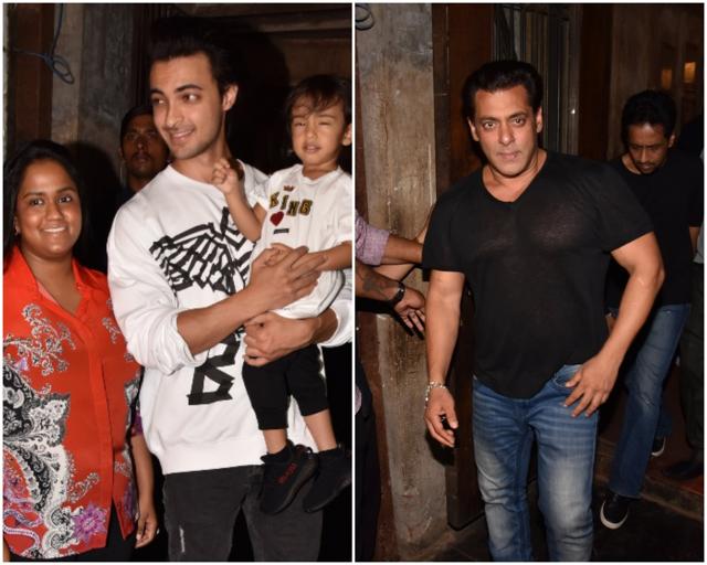 Some members of Khan-daan: Arpita Khan, Ayush Sharma, son Aahil and Salman Khan. (Viral Bhayani) Some members of Khan-daan: Arpita Khan, Ayush Sharma, son Aahil and Salman Khan. (Viral Bhayani)