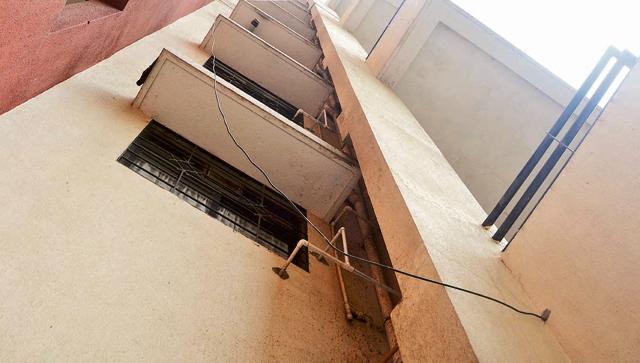 The special water pipelines provided to privileged few society residents by the builder. (Shankar Narayan/HT PHOTO)