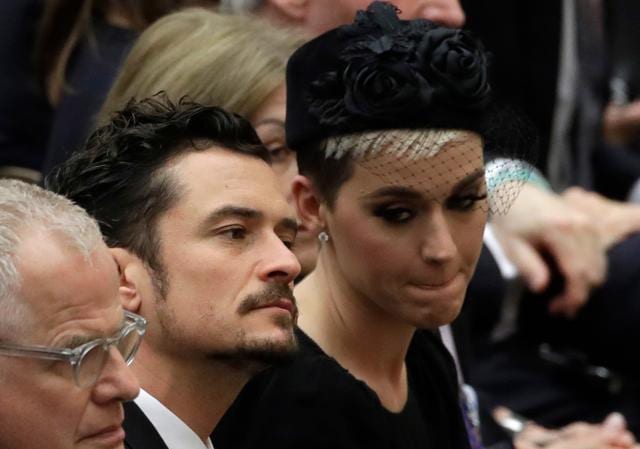 Orlando Bloom and Kate Perry attend an audience by Pope Francis for the participants in the United to Cure international conference on the cure for cancer in the Paul VI hall, at the Vatican. (AP) Orlando Bloom and Kate Perry attend an audience by Pope Francis for the participants in the United to Cure international conference on the cure for cancer in the Paul VI hall, at the Vatican. (AP)