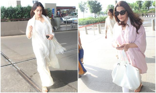 Sara Ali Khan leaves airport with mother Amrita Singh. (Viral Bhayani)