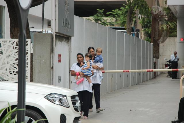 Karan Johar’s twins Roohi and Yash outside their school. (Viral Bhayani)