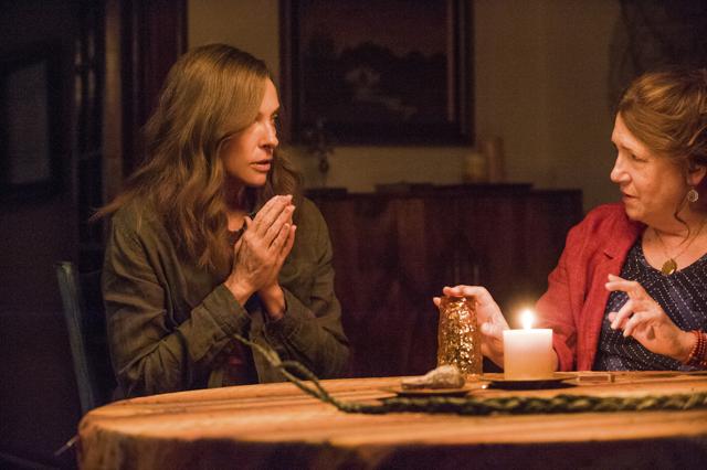 This image released by A24 shows Toni Collette, left, and Ann Dowd in a scene from Hereditary. (AP) This image released by A24 shows Toni Collette, left, and Ann Dowd in a scene from Hereditary. (AP)