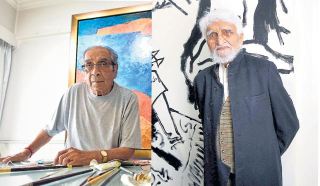 (LtoR) Akbar Padamsee and MF Husain.