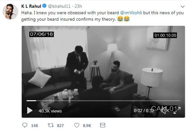 Virat Kohli was seen being attended by two persons as he remains seated calmly on a chair, with one clicking photographs of his beard and eventually getting some papers signed by the cricket superstar (Twitter)
