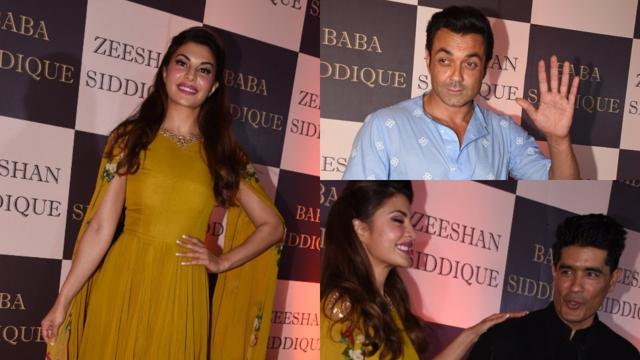 Jacqueline Fernandez, Manish Malhotra and Bobby Deol arrive for the party. (Viral Bhayani) Jacqueline Fernandez, Manish Malhotra and Bobby Deol arrive for the party. (Viral Bhayani)