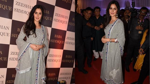 Katrina Kaif looks gorgeous in grey as she arrives for Baba Siddique’s iftar party. (Viral Bhayani) Katrina Kaif looks gorgeous in grey as she arrives for Baba Siddique’s iftar party. (Viral Bhayani)
