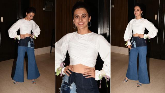 Taapsee Pannu arrives for the trailer launch. (Viral Bhayani) Taapsee Pannu arrives for the trailer launch. (Viral Bhayani)