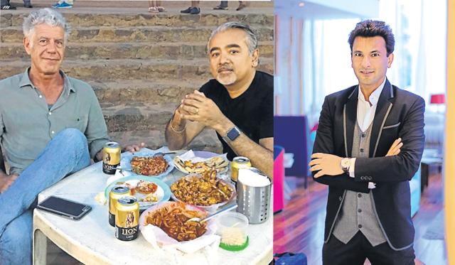(LtoR) Anthony Bourdain with Dharshan Munidasa; chef Vikas Khanna. (LtoR) Anthony Bourdain with Dharshan Munidasa; chef Vikas Khanna.