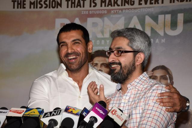 John Abraham and Abhishek Sharma speak to the media about Parmanu. (Viral Bhayani)