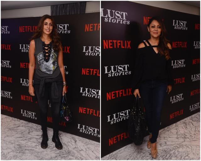 Shweta Bachchan Nanda and Gauri Khan are all smiles at the screening. (Viral Bhayani)