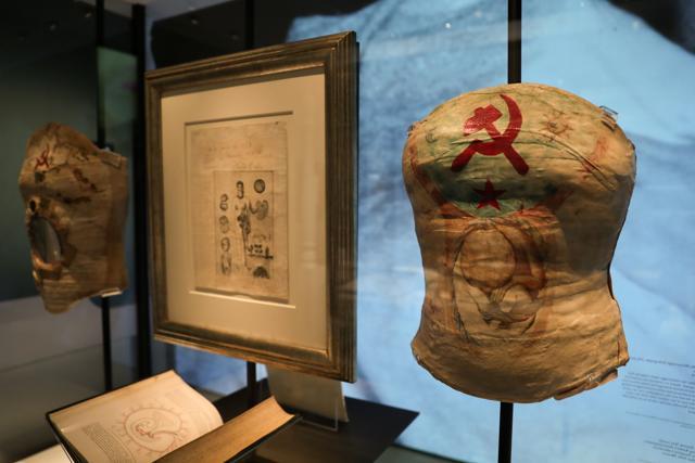 A plaster corset, about 1950, Mexico is displayed during an exhibition entitled 'Frida Kahlo: Making Her Self Up'. (AFP) A plaster corset, about 1950, Mexico is displayed during an exhibition entitled 'Frida Kahlo: Making Her Self Up'. (AFP)