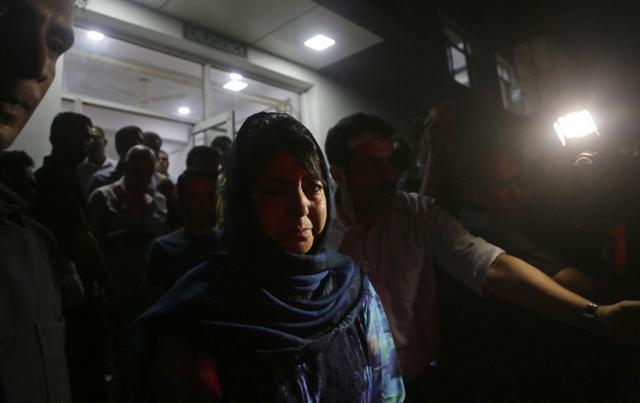 Jammu and Kashmir chief minister Mehbooba Mufti arrives at a police control room to meet family members of journalist Shujaat Bukhari in Srinagar. (AP Photo) Jammu and Kashmir chief minister Mehbooba Mufti arrives at a police control room to meet family members of journalist Shujaat Bukhari in Srinagar. (AP Photo)
