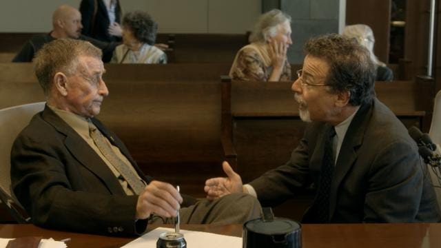 Michael Peterson consults his counsel, David Rudolf in a still from The Staircase. (Netflix) Michael Peterson consults his counsel, David Rudolf in a still from The Staircase. (Netflix)