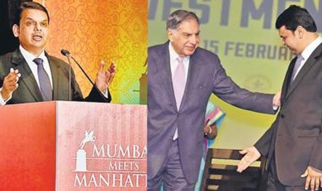 (LtoR) CM Devendra Fadnavis during the trip; an earlier picture of the CM with Ratan Tata. (LtoR) CM Devendra Fadnavis during the trip; an earlier picture of the CM with Ratan Tata.